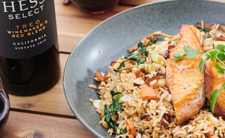 Pan Seared Salmon with Veggie Fried Rice